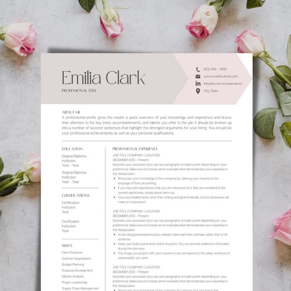 Canva Resume Template Pack | Minimalist Executive | 2 Page Editable Resume | Simple Professional  | Resume Cover Letter Writing Tips