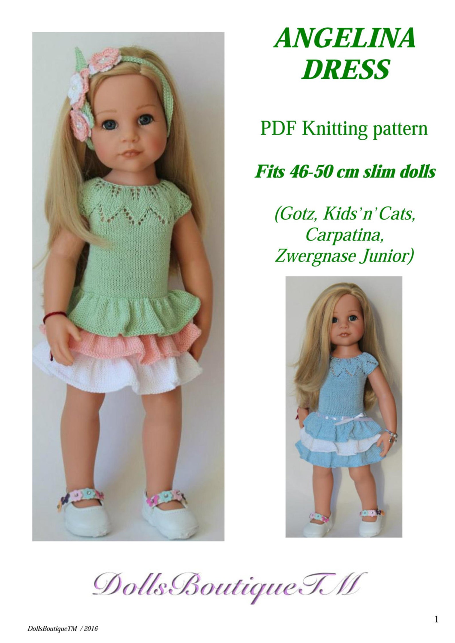 Pdf Knitting Pattern Angelina Dress Fits 46 50 Cm Etsy