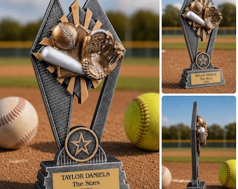 Baseball Softball Trophy Resin Award with Engraved Plate -Baseball Participation Award - Victory Softball & Baseball Trophy Award for Coach