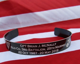 Memorial Military Bracelet, Cuff Bracelet, Memorial Tribute Arm Cuff, Memory Wristband, Eternity Band,In Memory Of Loved One
