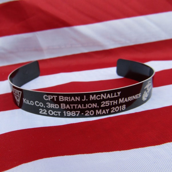 Memorial Military Bracelet, Cuff Bracelet, Memorial Tribute Arm Cuff, Memory Wristband, Eternity Band,In Memory Of Loved One