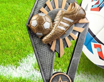 Soccer Trophy Resin Award with Engraved Plate -Soccer Participation Award - Victory Soccer Trophy Award for Coach
