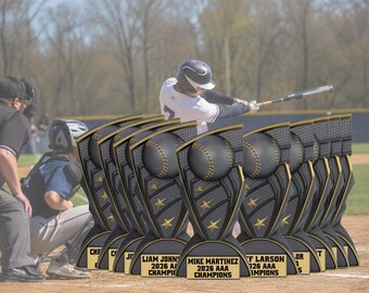 Softball & Baseball Trophy Set of 10 | 7.5 Inch Team Awards for Players, League Champions | Custom Sports Trophies