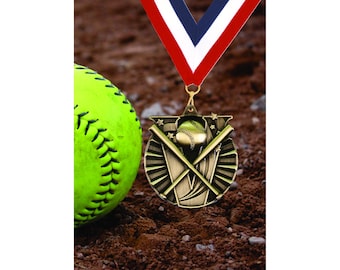 Engraved Softball Medal: Gold, Silver, Bronze - Tournament Champion Award