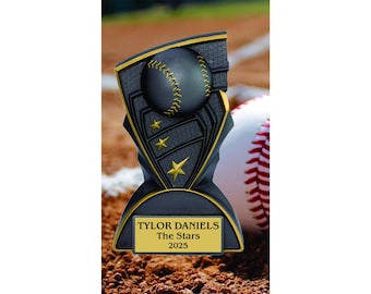 Baseball Softball Trophy 6.5 Inch Award – Free Engraved Plate | Dark Graphite Sports Trophy | Custom T-Ball Award