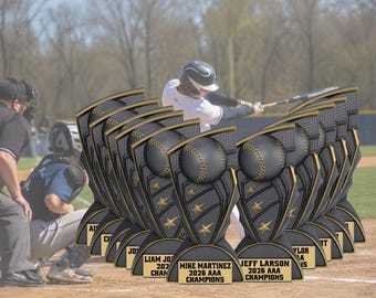 Softball & Baseball Trophy Set of 11 | 7.5 Inch Team Awards for Players, League Champions | Custom Sports Trophies