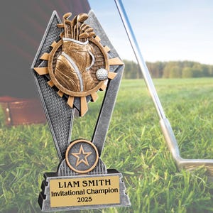 Golf Trophy Resin Award with Engraved Plate -Golf Participation Award - Victory Golf Trophy Award for Coach