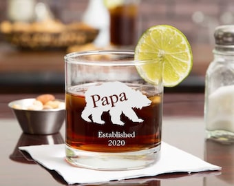 Father's Day Whiskey Glass for Dad, Papa and Grandpa - Custom Engraved Glass for Fathers Day - Father's Day Personalized Whiskey Glass