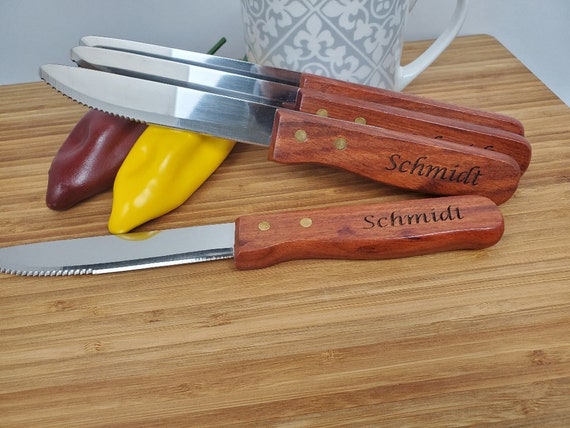 Custom Steak Knives With Wood Handle and Optional Gift Box, Engraved Steak  Knife Gift for Christmas, Anniversary or Wedding Gift 