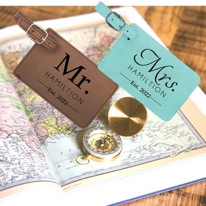 Mr and Mrs Personalized Luggage Tag for Bride and Groom, Luggage Bag Tag for Wedding Gift or Shower Gift, His and Hers Wedding & Anniversary