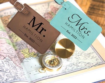 Mr and Mrs Personalized Luggage Tag for Bride and Groom, Luggage Bag Tag for Wedding Gift or Shower Gift, His and Hers Wedding & Anniversary