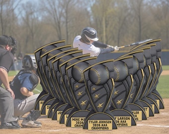 Baseball & Softball Trophy Set of 12 | 7.5 Inch Team Awards for Players, League Champions | Custom Sports Trophies