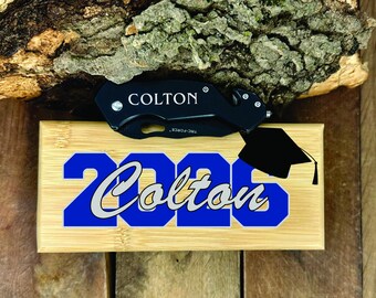 Engraved Pocket Knife - Optional Personalized Gift Box – Engraved Graduation Gift - Gift for Son, Boyfriend, or Graduate