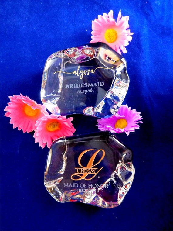 bridesmaids glass personalized paperweights bridal party etsy