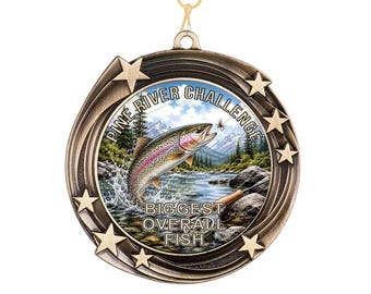 Custom Fly Fishing Medal | Trout Tournament Award with Neck Ribbon