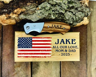 Custom Engraved Pocket Knife and Gift Box, Gift for Dad, Boyfriend Gift, Groomsmen Knife, Birthday Gift, Husband Gift, Anniversary Gift