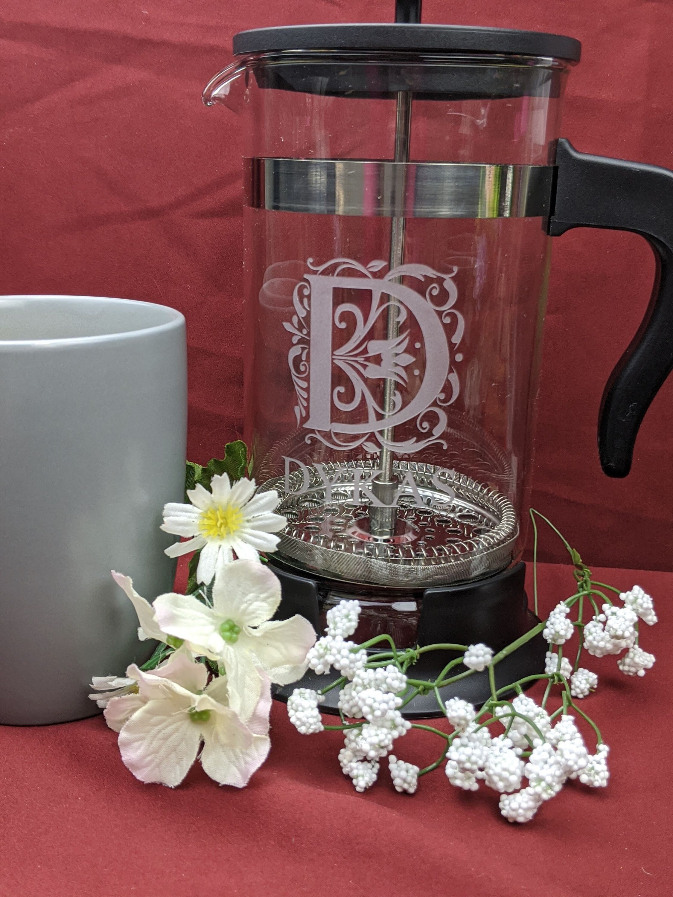 Custom French Press Etched Glass Coffee 