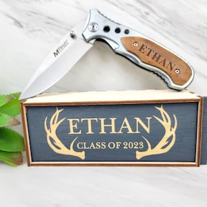 Personalized Graduation Knife Gift for Graduate - Class of 2024 Graduation Gift - Knife and Wooden Engraved Box for Graduation