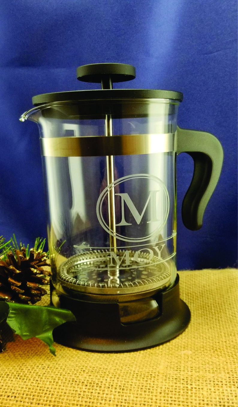 Custom French Press Etched Glass Coffee Press Gift Engraved Etsy