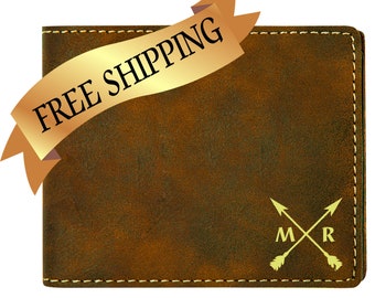 Custom Engraved Wallet, Custom Wallet Gift, Slim Bifold Wallet, Husband Gift Box