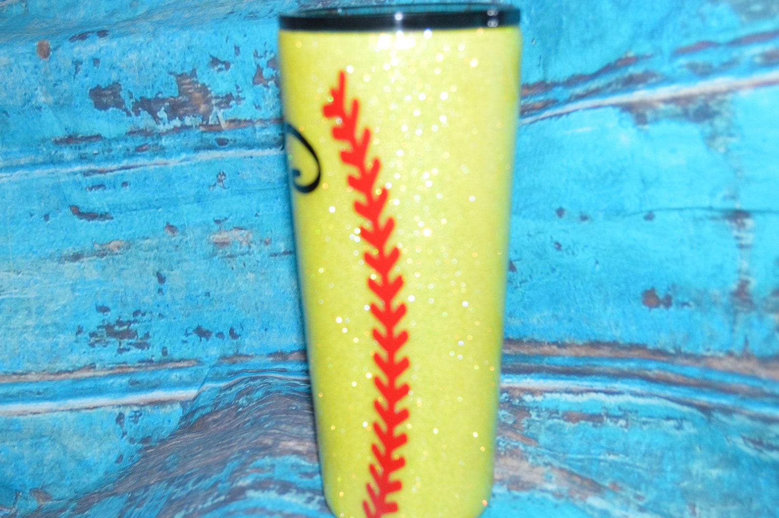 Softball Glitter Personalized Tumbler Softball Glitter Cup Etsy