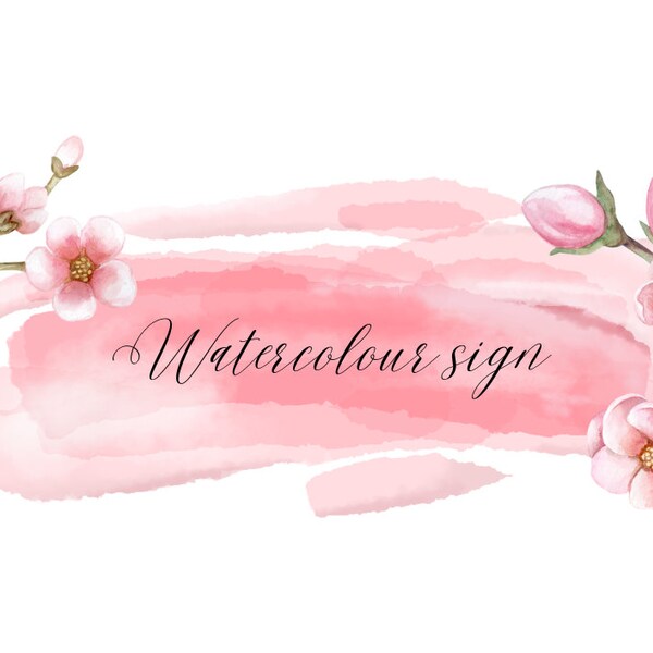 Watercolour cherryblossom sign