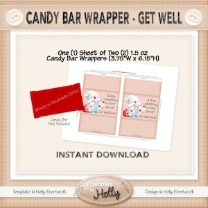 Candy Bar Wrapper - GET WELL - Instant Download Printable - Beginner ...