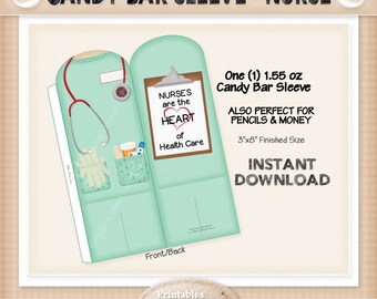 Candy Bar Sleeve - NURSE - Instant Download Printable - Experienced Beginner Project - HEBER_520