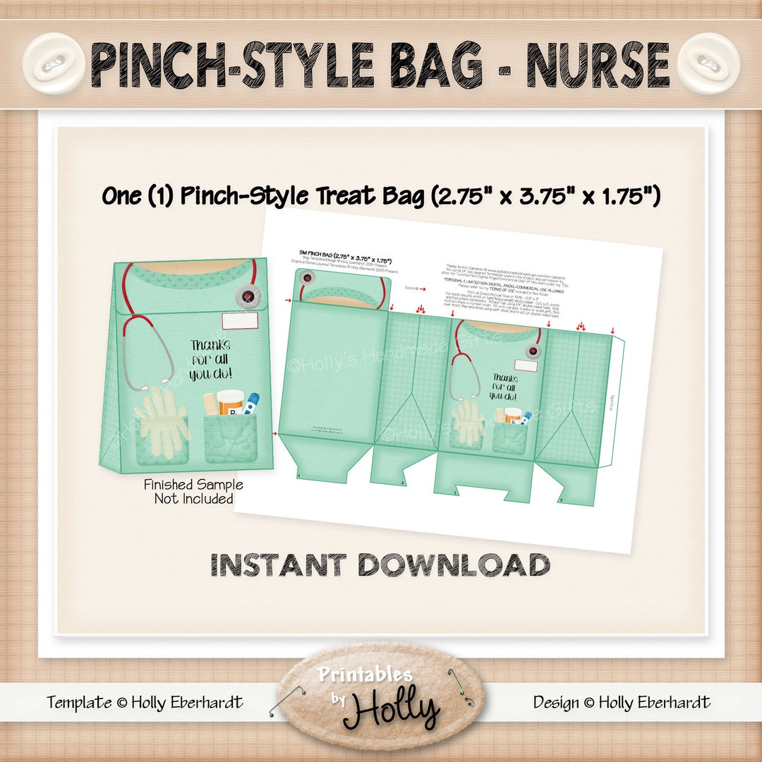 Pinch Bag - NURSE - Thanks - Instant Download Printable - Intermediate ...