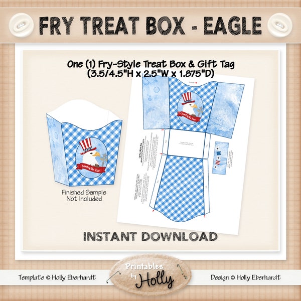 Fry Treat Box - EAGLE - Americana - Instant Download Printable - Intermediate Project - HEBER_2412