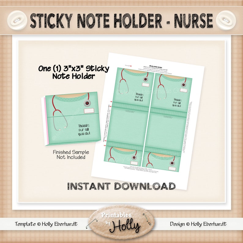 Sticky Note Holder - NURSE - Thanks - Instant Download Printable ...