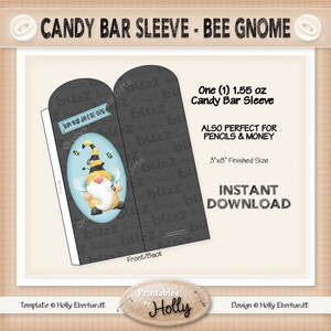 Candy Bar Sleeve - BEE GNOME - Instant Download Printable - Experienced ...