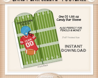 Candy Bar Sleeve - FOOTBALL - Sports - Instant Download Printable - Beginner Project - HEBER_2039