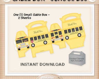 Gable Box - SCHOOL BUS  - Instant Download Printable - Intermediate Project - HEBER_1436