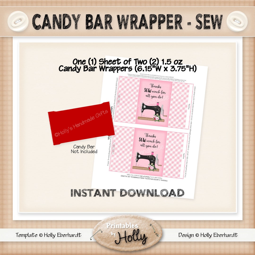 Candy Bar Wrapper - SEW - Thank You - Instant Download Printable ...