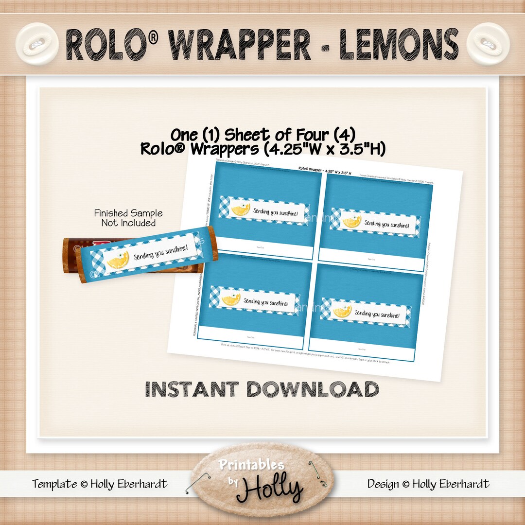 Rolo® Wrapper - LEMONS - Instant Download Printable - Beginner Project ...