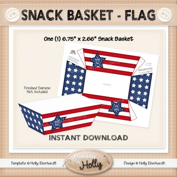 Snack Basket - FLAG - Americana - Instant Download Printable - Intermediate Project - HEBER_1804