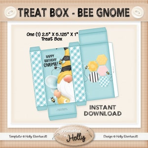 Treat Box - BEE GNOME - Birthday - Instant Download Printable - Intermediate Project - HEBER_2109