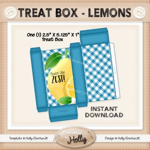 Treat Box - LEMONS - Birthday - Instant Download Printable - Intermediate Project - HEBER_2120