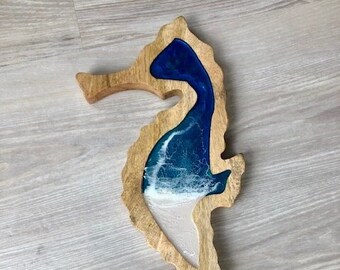 Mango Wood and Resin Seahorse Wall Art