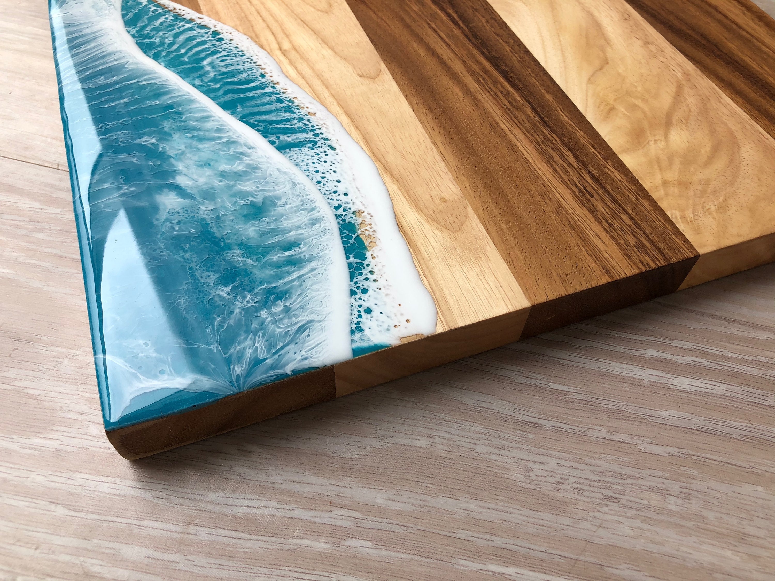 Resin Wood Serving Board, Cheese Board, Resin Serving Board, Ocean
