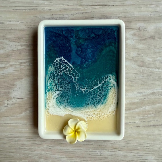 Trinket Tray with Plumeria, Soap Dish