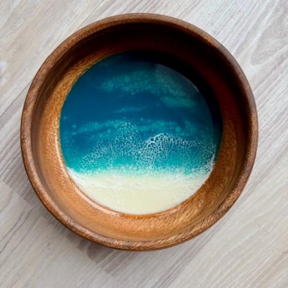 12" Resin Beach Wood Bowl
