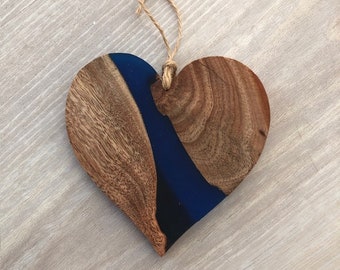 Resin and False Kamani Wood Heart Ornament