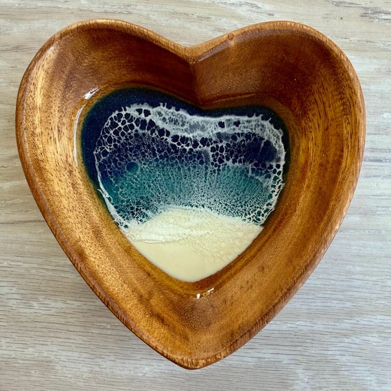 Heart Shaped Bowl with Resin Beach