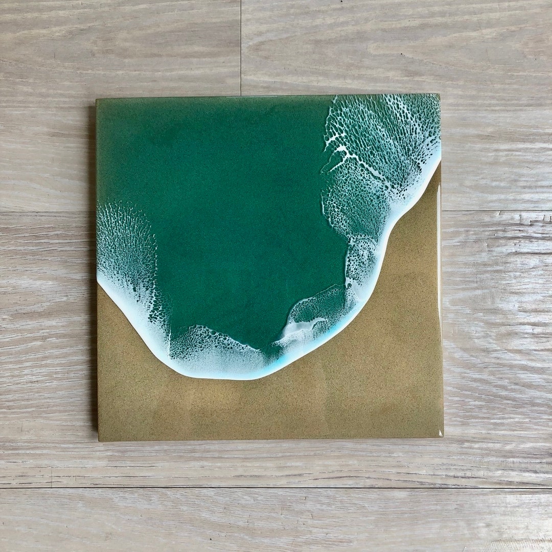 12x12 Resin Beach Art, Wall Art, Beach Art, Resin Beach Scene, Resin Art, Ocean Art, 12x12 Wall