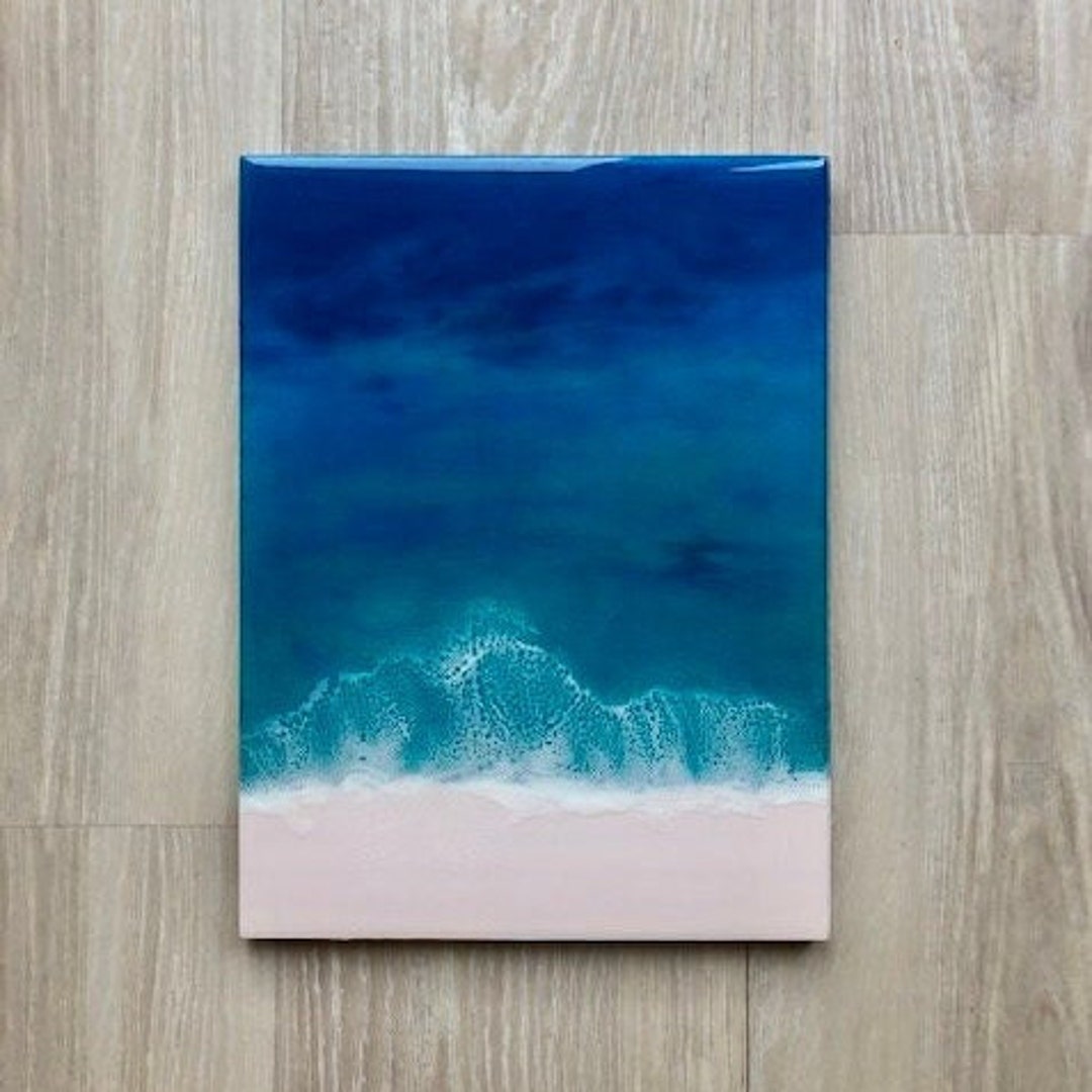 12x16 Resin Beach Art, Wall Art, Beach Art, Resin Beach Scene, Resin Art, Ocean Art, 12x16 Wall
