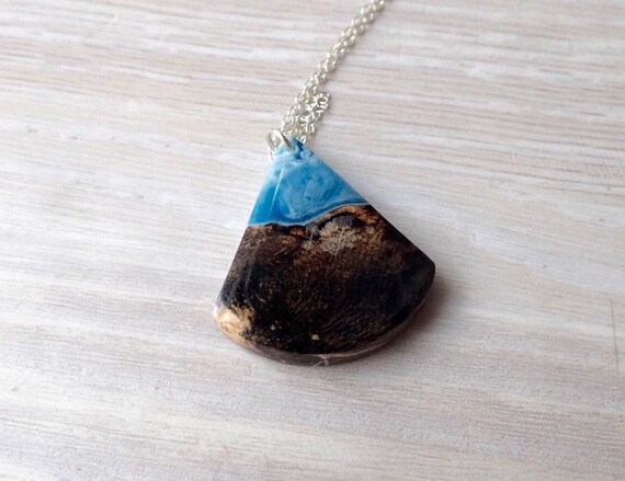 wood resin necklace pendant