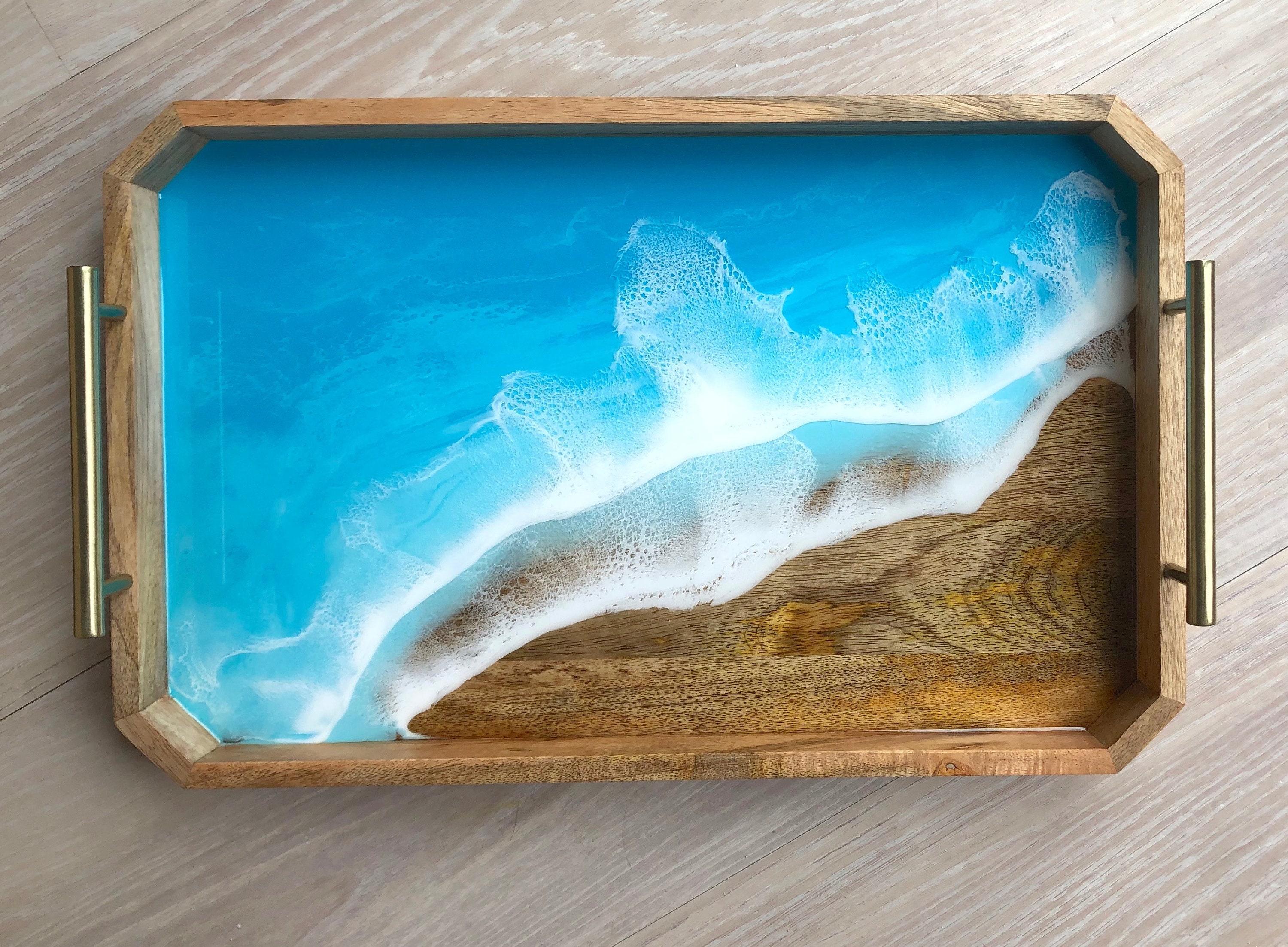 Decorative Mango Wood and Resin Tray