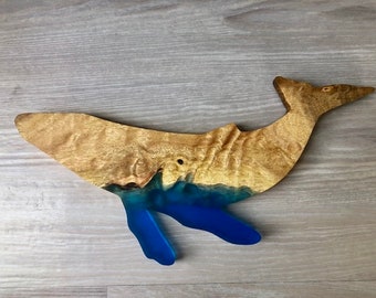 Monkey Pod and Resin Humpback Whale Wall Art